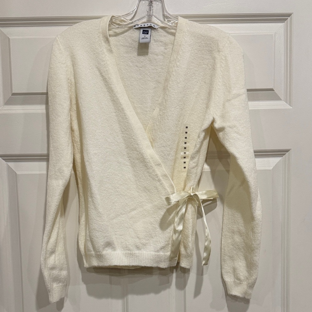 Gap Cream V-Neck Wrap Sweater with bow